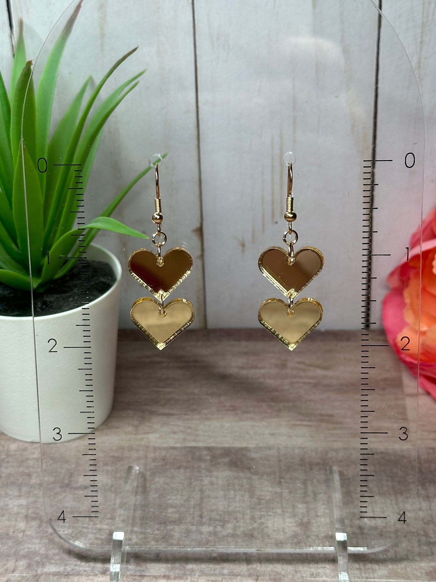 Gold Mirrored Heart Earrings