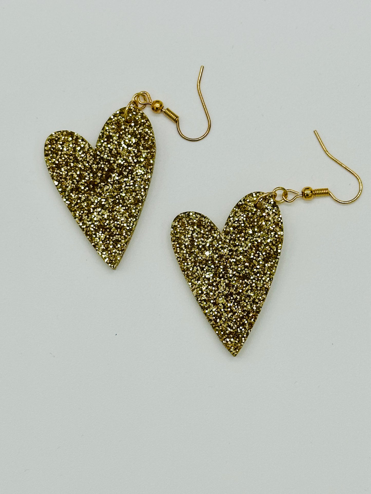 Gold Glitter Heart Earrings