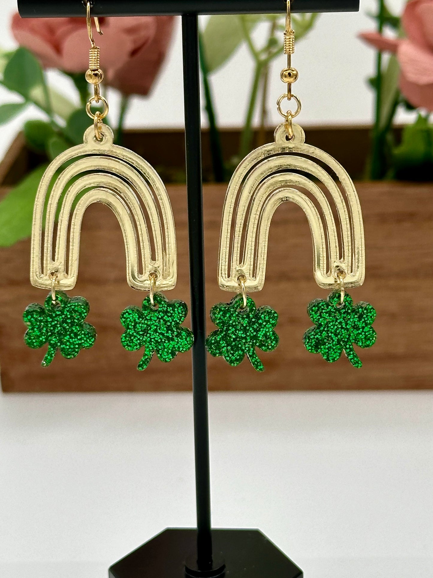 St. Patrick's Day Gold Rainbow Earrings