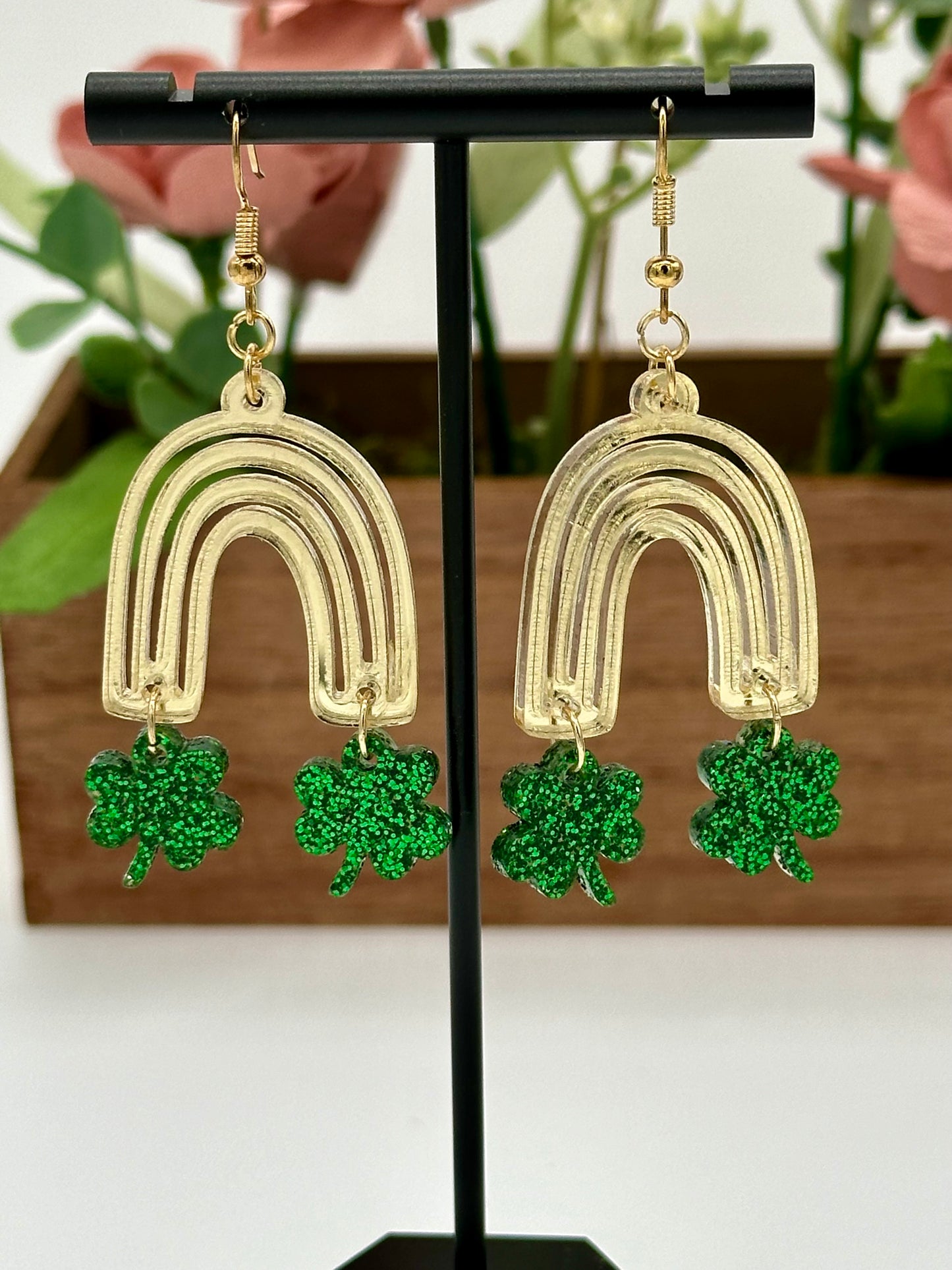 St. Patrick's Day Gold Rainbow Earrings