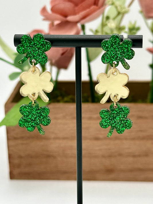 Dual Tone Shamrock Earrings