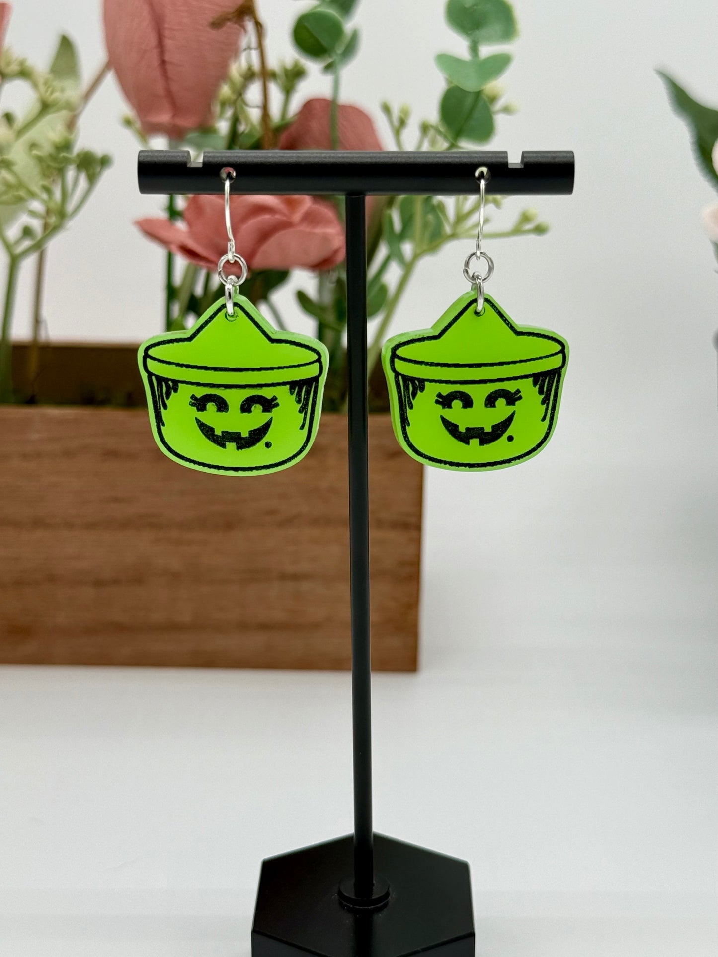 Halloween Witch Bucket Dangle Earrings