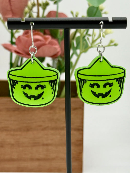 Halloween Witch Bucket Dangle Earrings