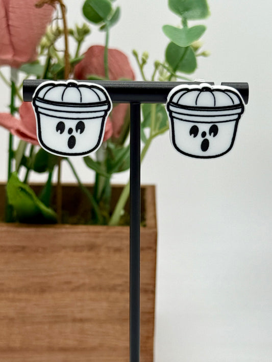 Halloween Ghost Bucket Stud Earrings