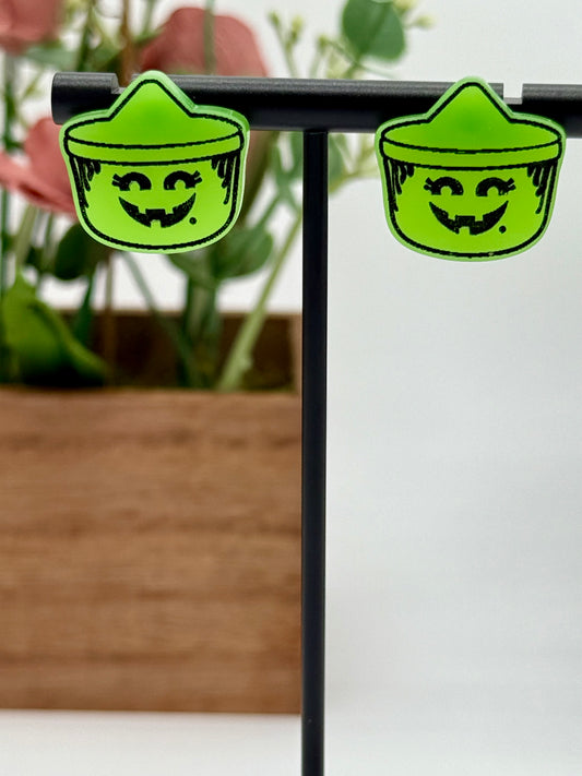 Halloween Witch Bucket Stud Earrings