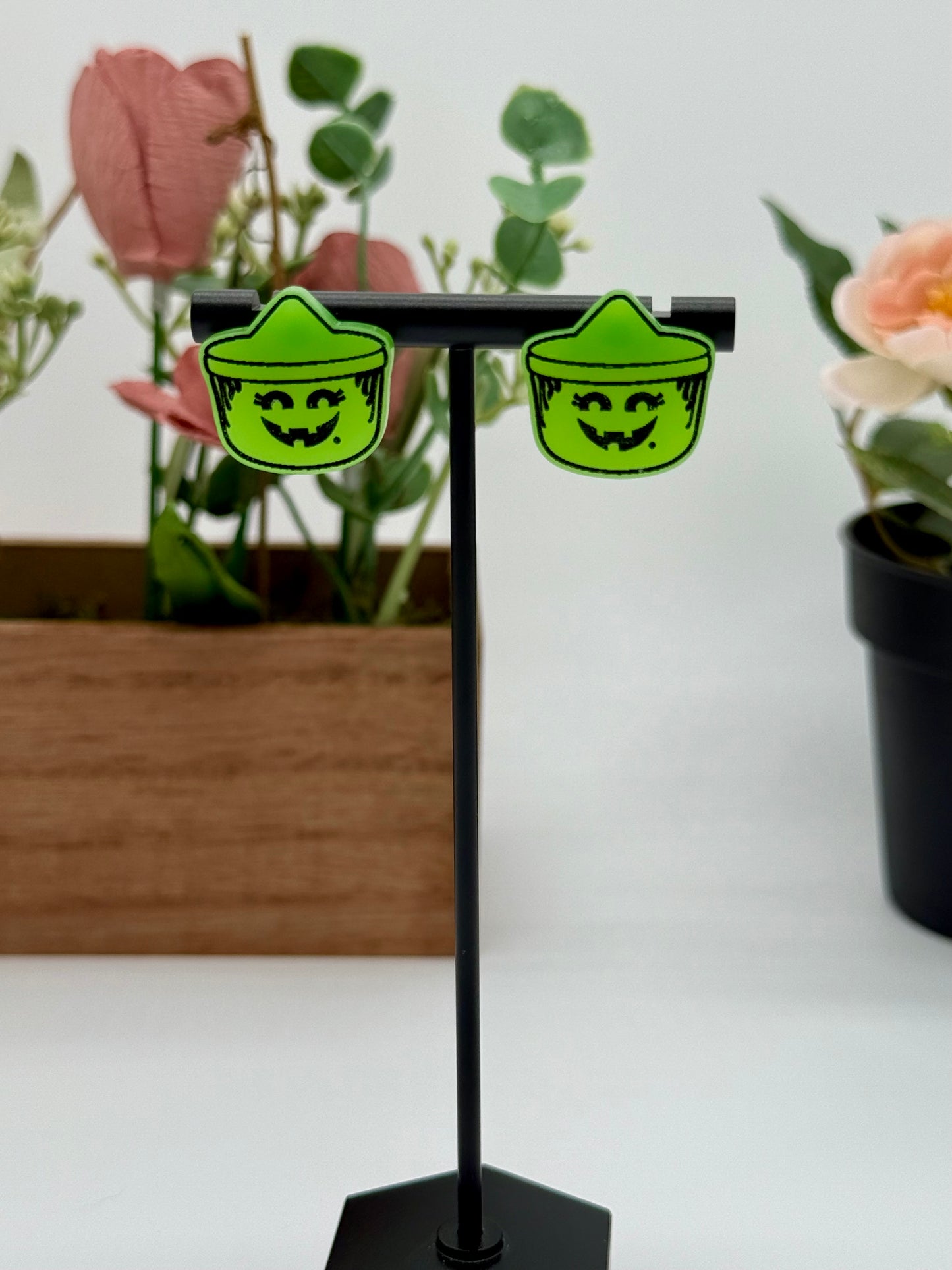 Halloween Witch Bucket Stud Earrings