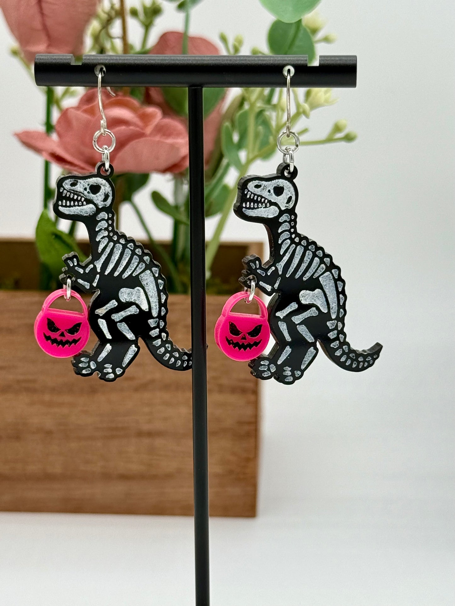 Dino Skeleton Dangle Earrings