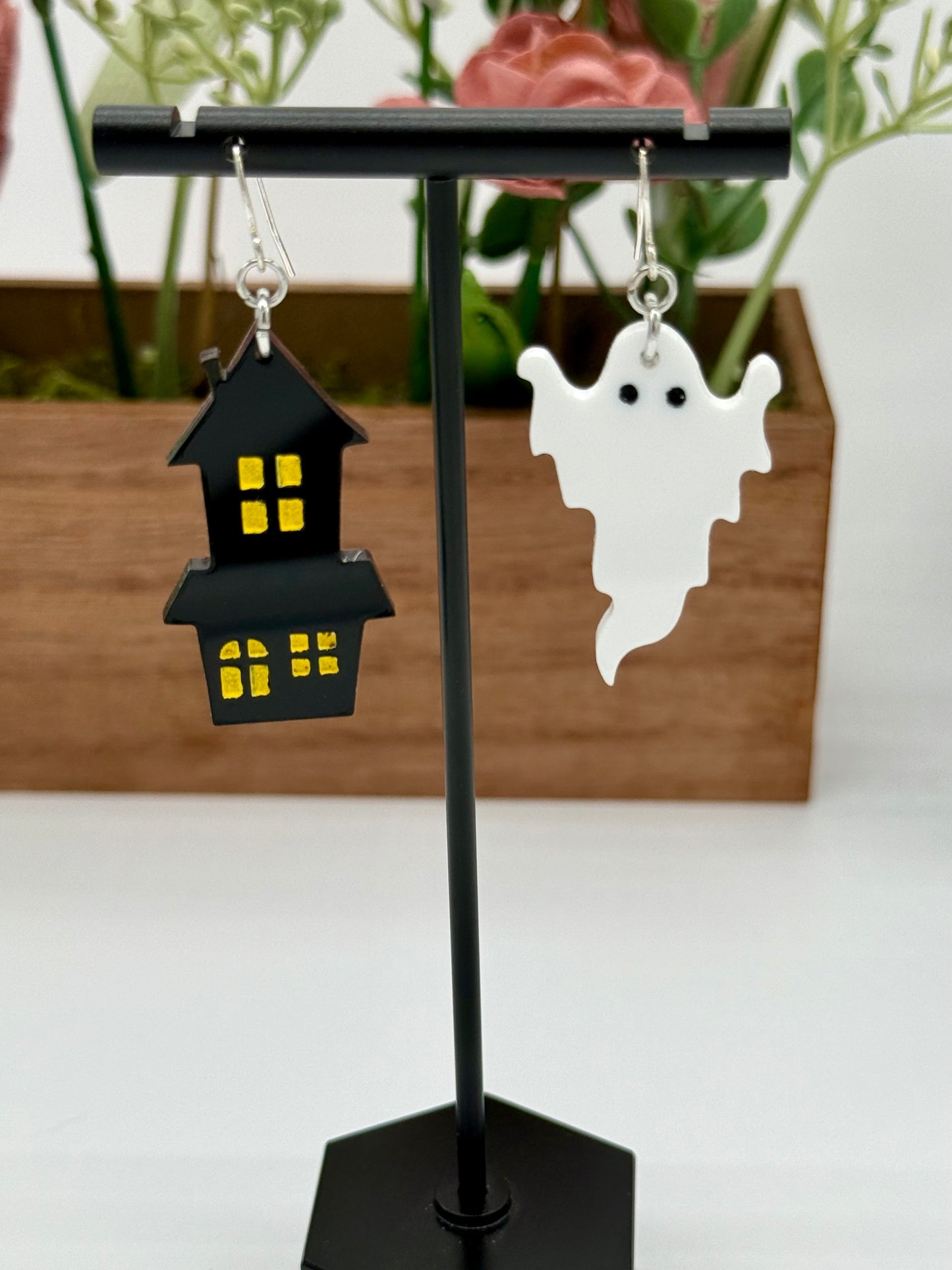 Ghost and Haunted House Dangle Earrings