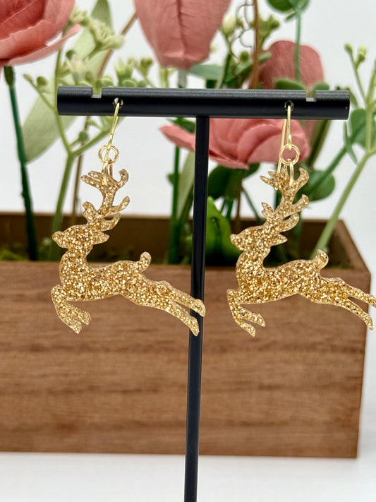 Jumping Reindeer Dangle Earrings