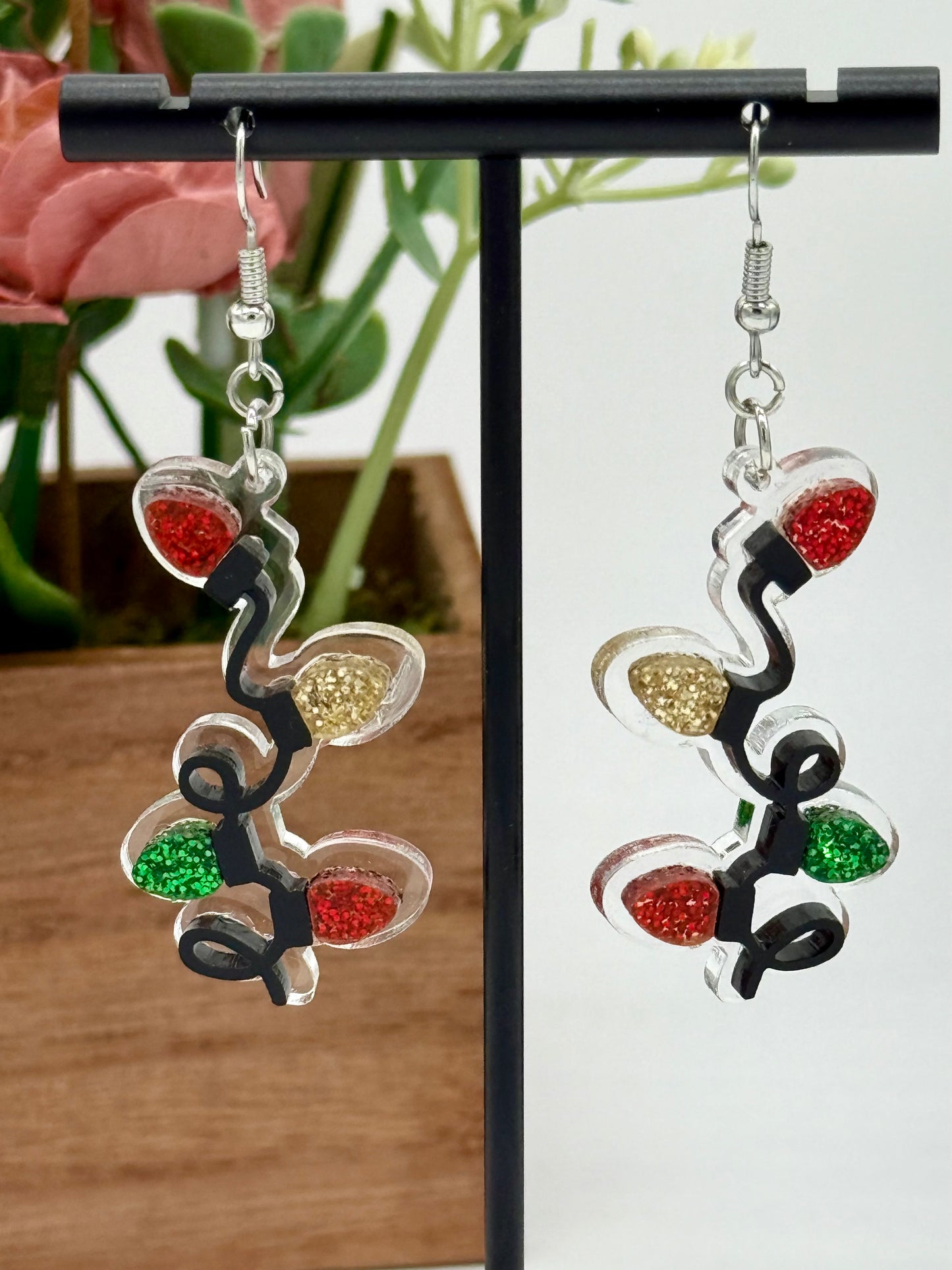 String of Christmas Lights Dangle Earrings