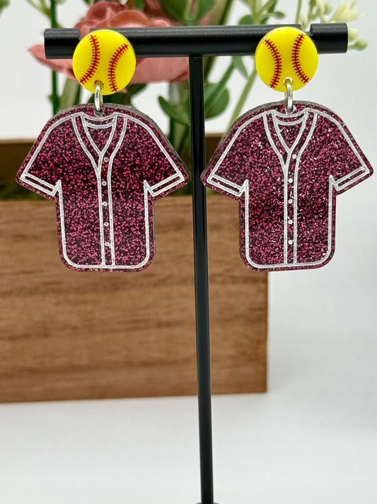 Custom Softball Jersey Earrings