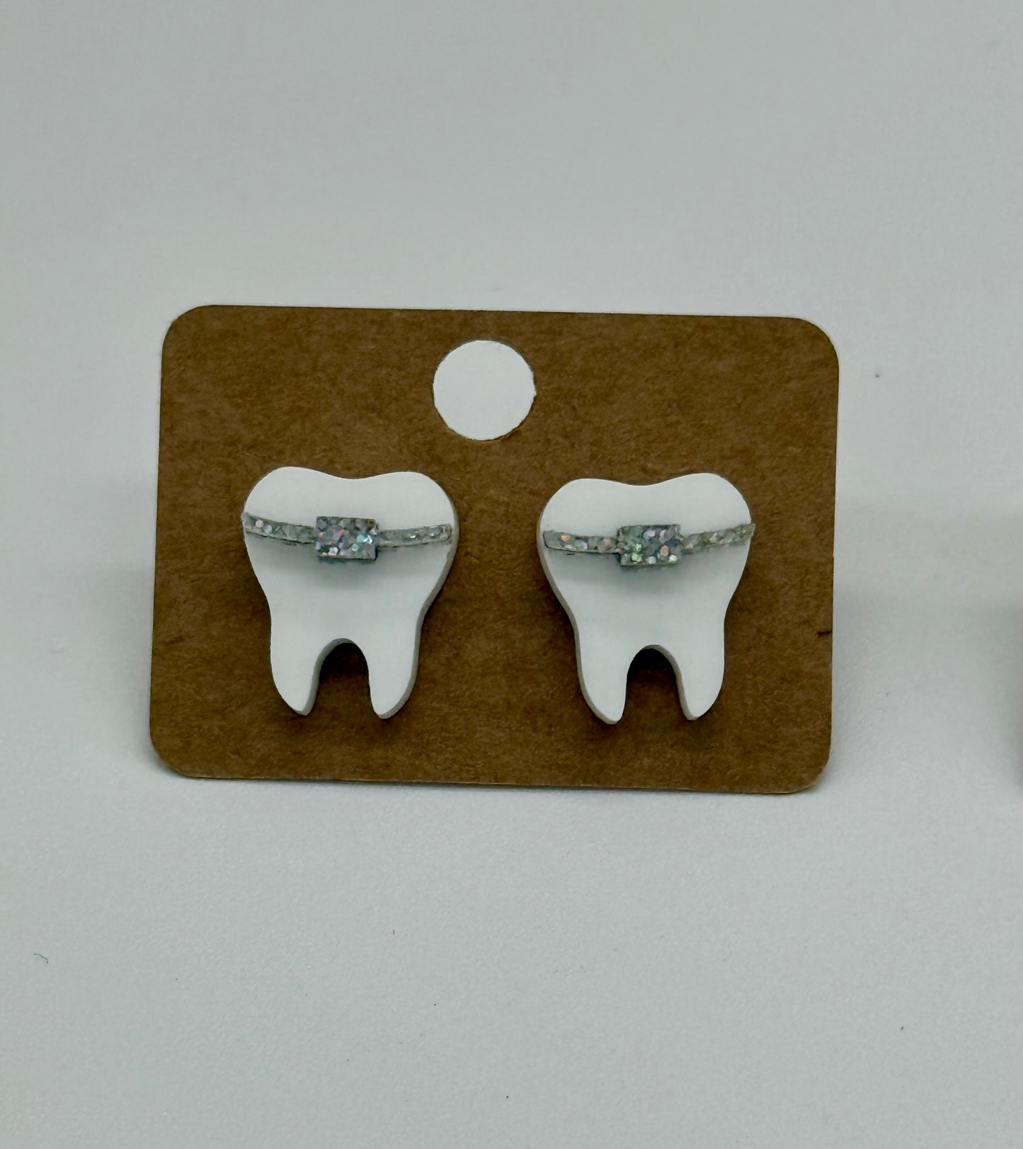 Tooth with Braces Stud Earrings