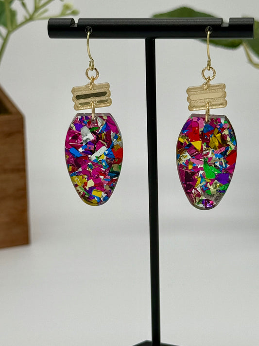 Sweetheart Confetti Christmas Bulb Earring