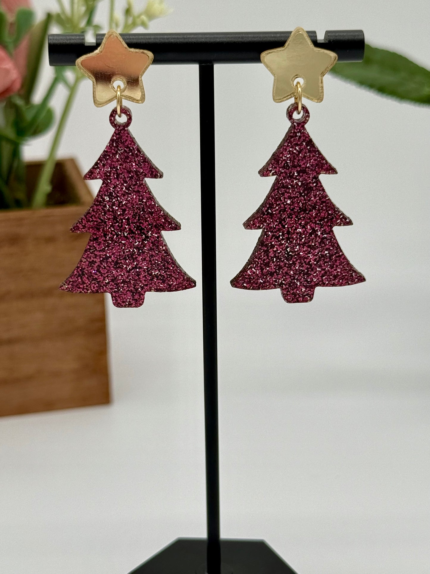 Maroon Glitter Christmas Tree