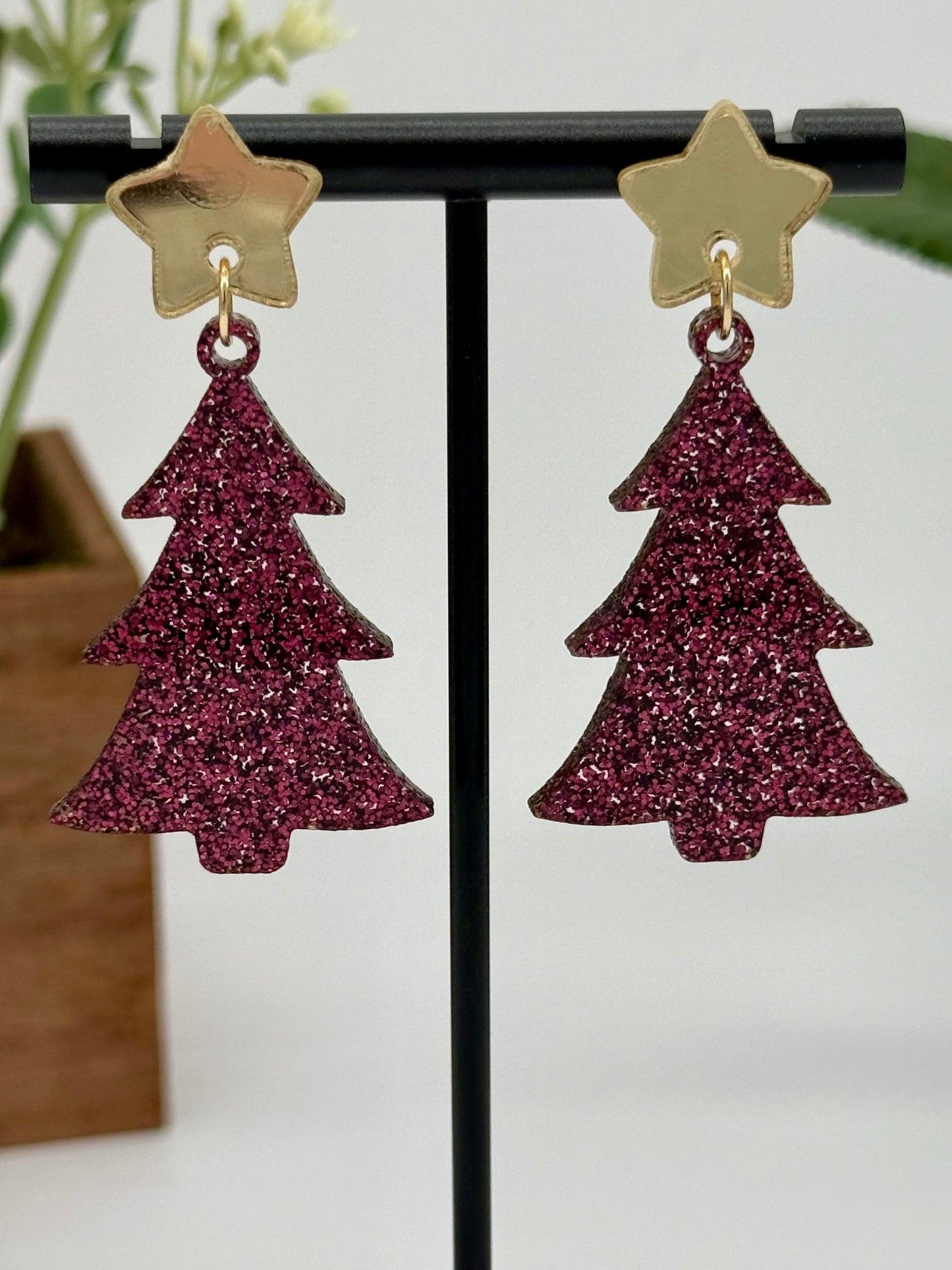 Maroon Glitter Christmas Tree