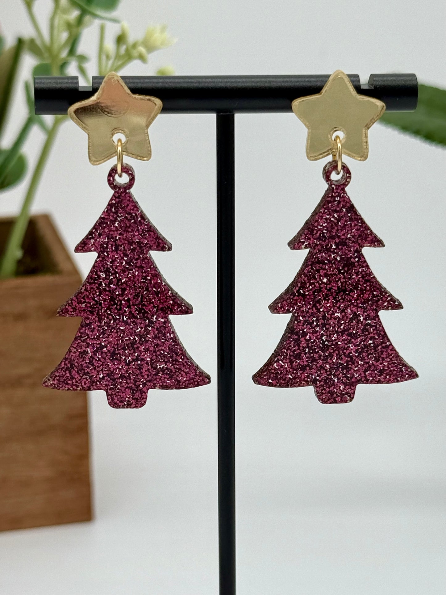 Maroon Glitter Christmas Tree