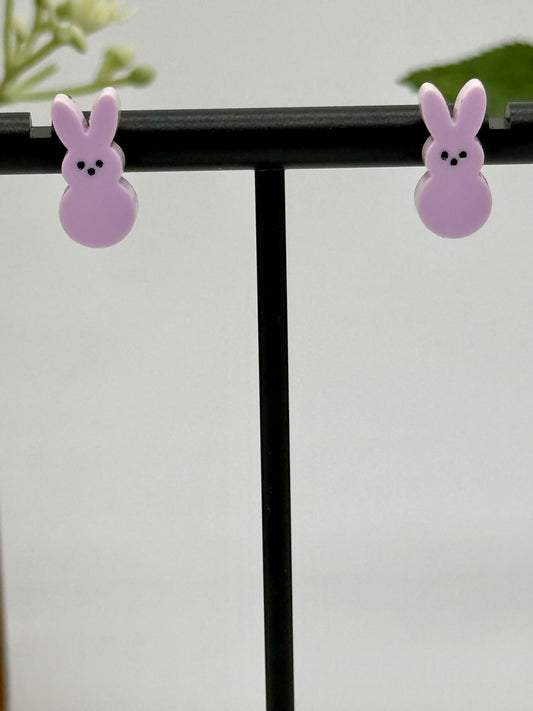 Lavender Marshmallow Bunny Stud Earrings