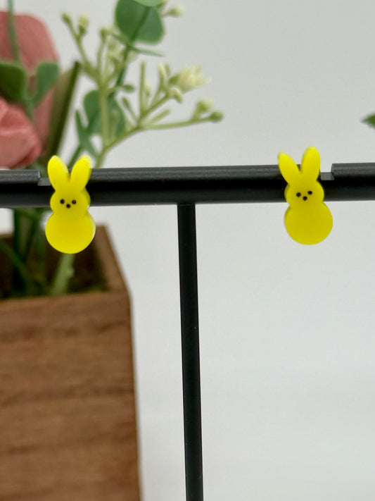 Yellow Marshmallow Bunny Stud Earrings