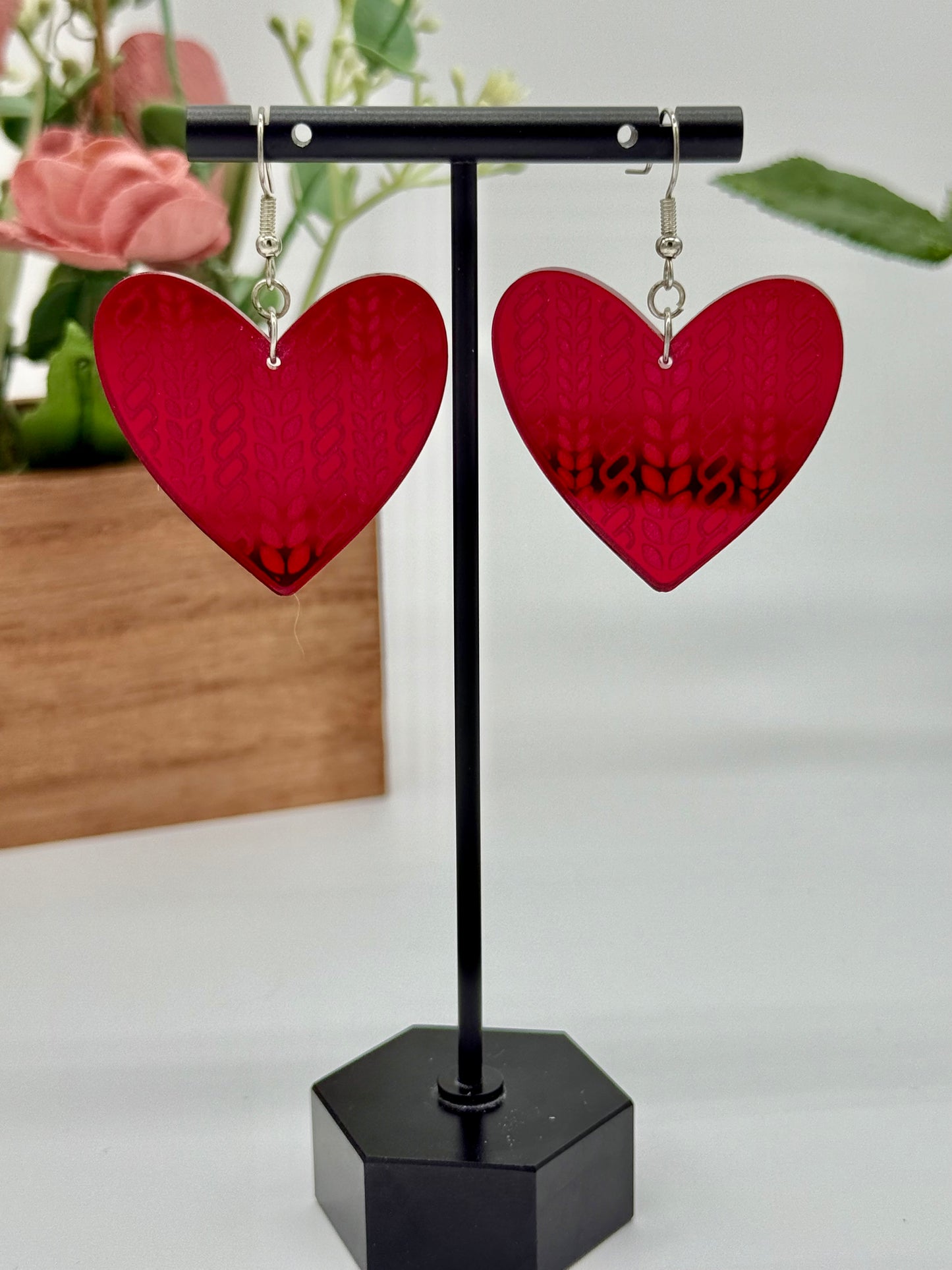 Cable Knit Heart Earrings