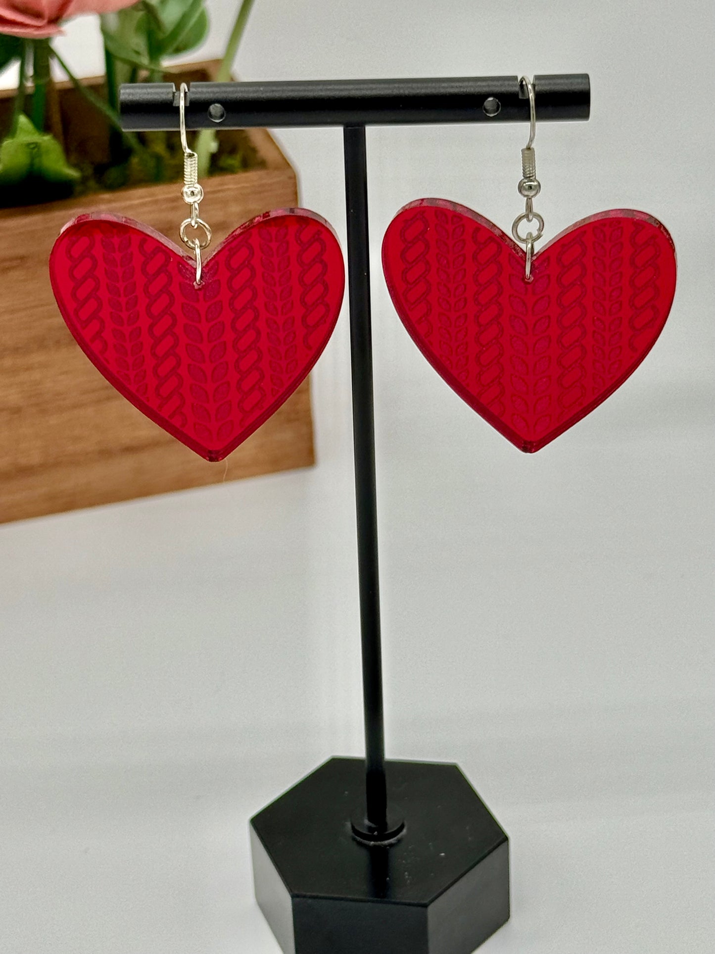 Cable Knit Heart Earrings