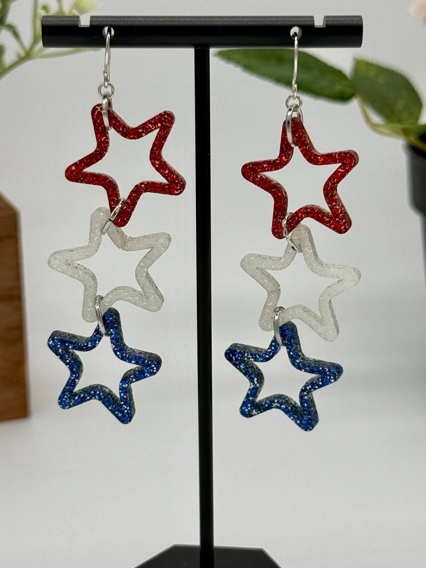 Red, White, & Blue Star Dangle Earrings