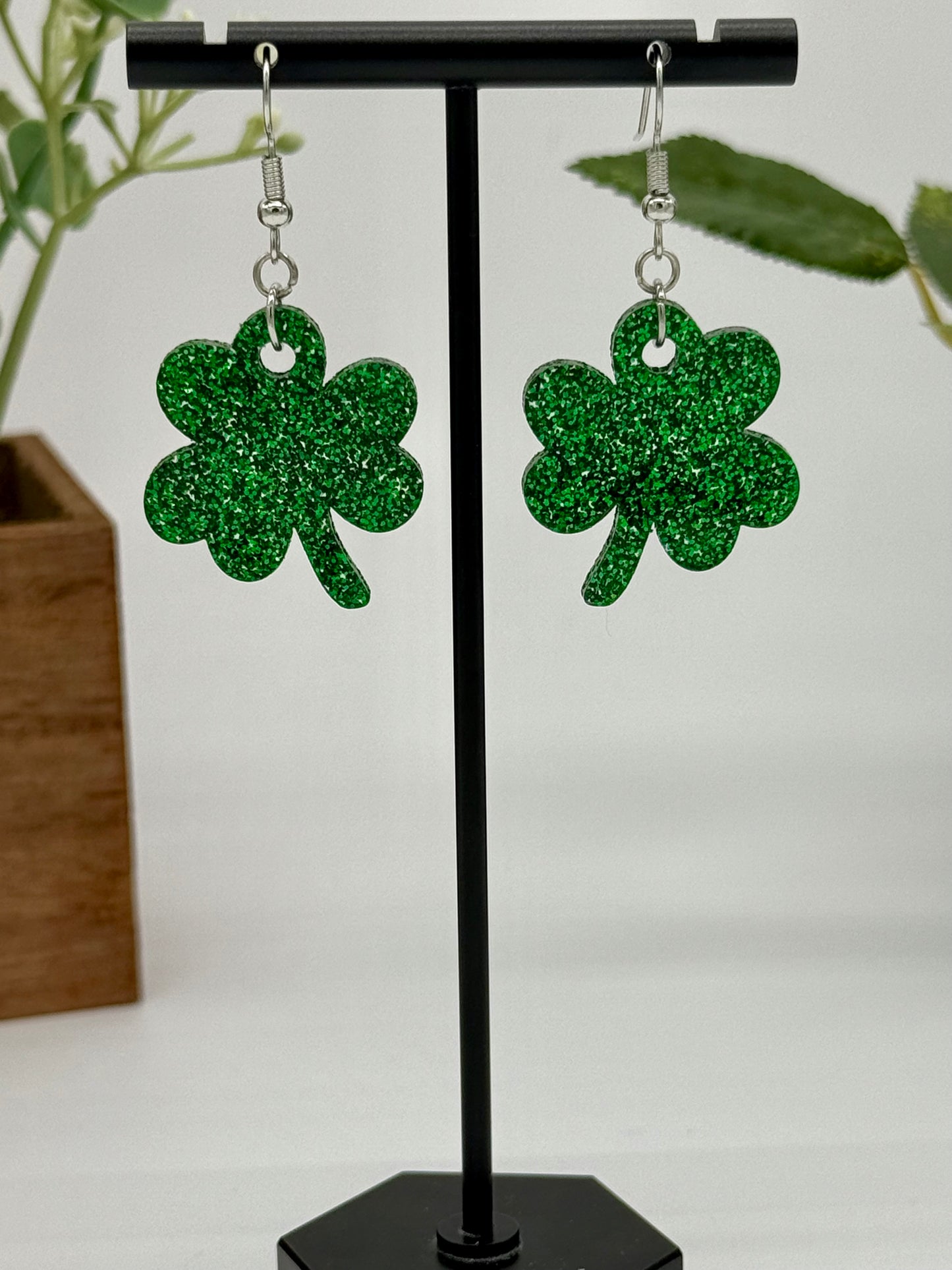 Sparkling 3 Leaf Shamrock Earrings