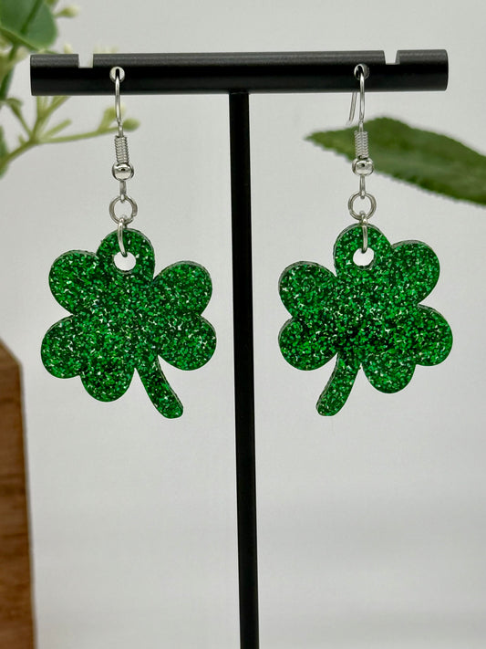 Sparkling 3 Leaf Shamrock Earrings