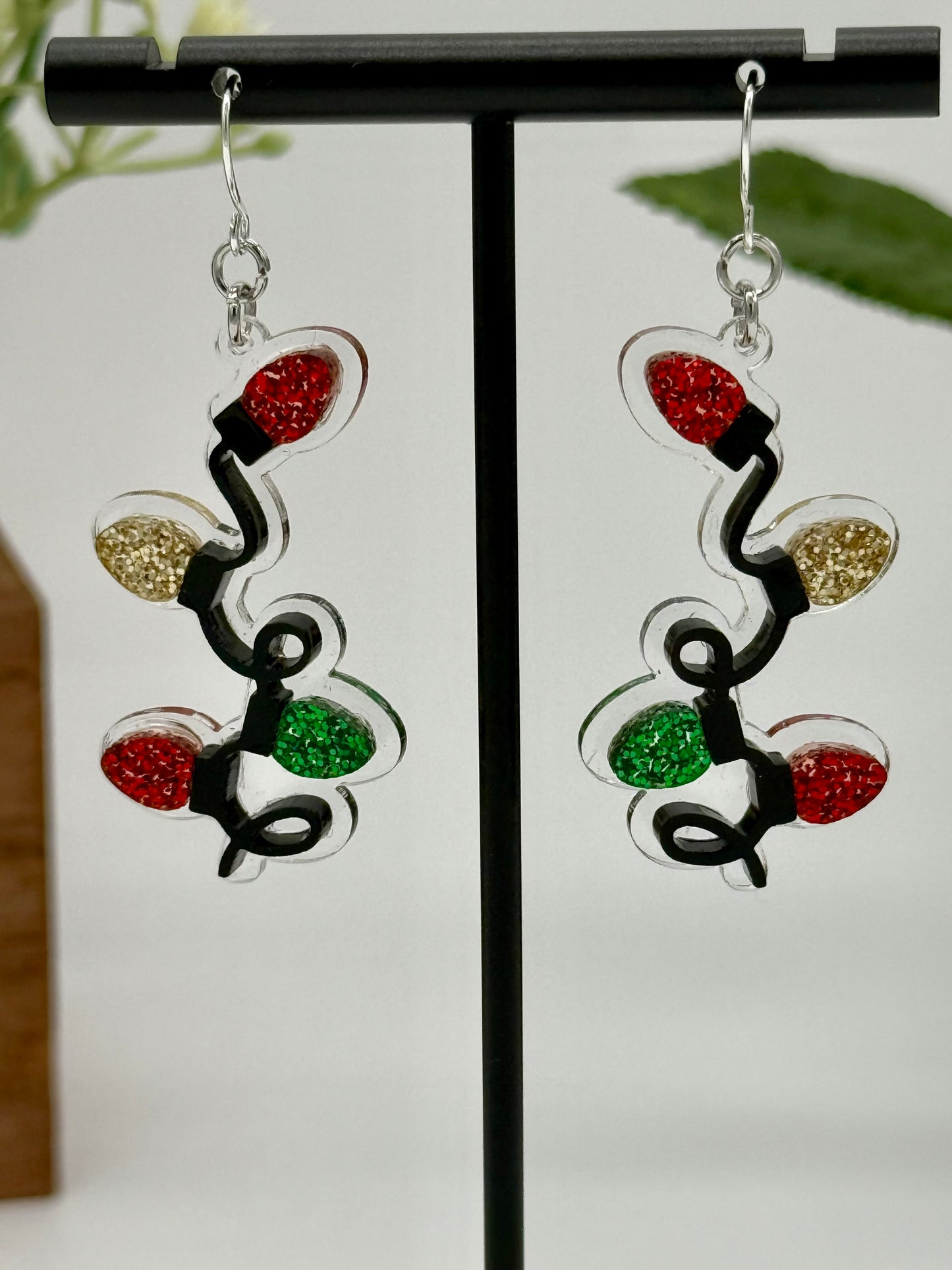 String of Christmas Lights Dangle Earrings