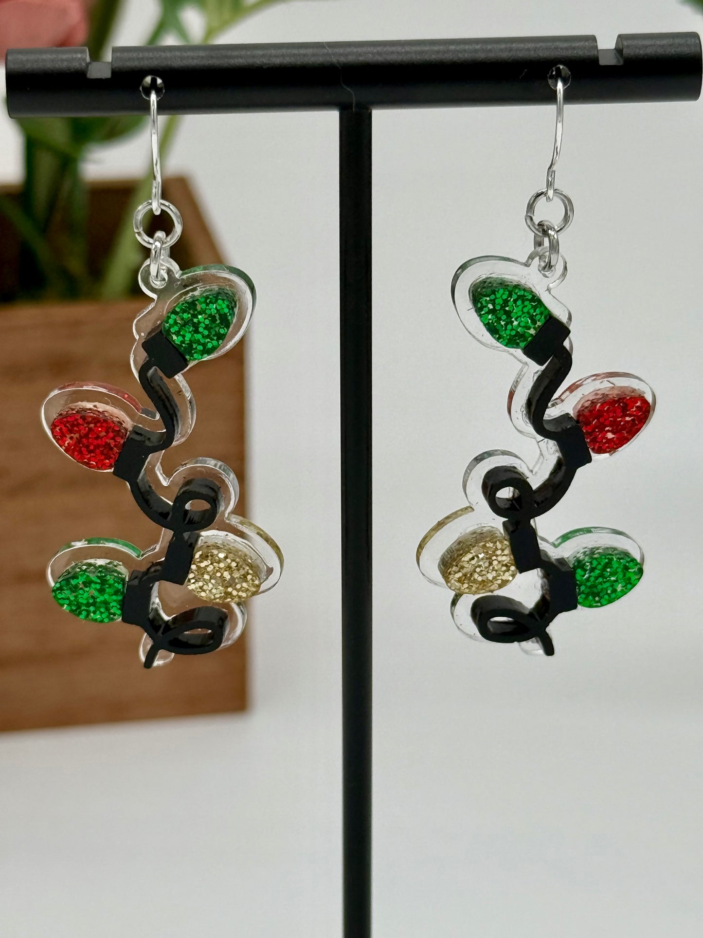 String of Christmas Lights Dangle Earrings