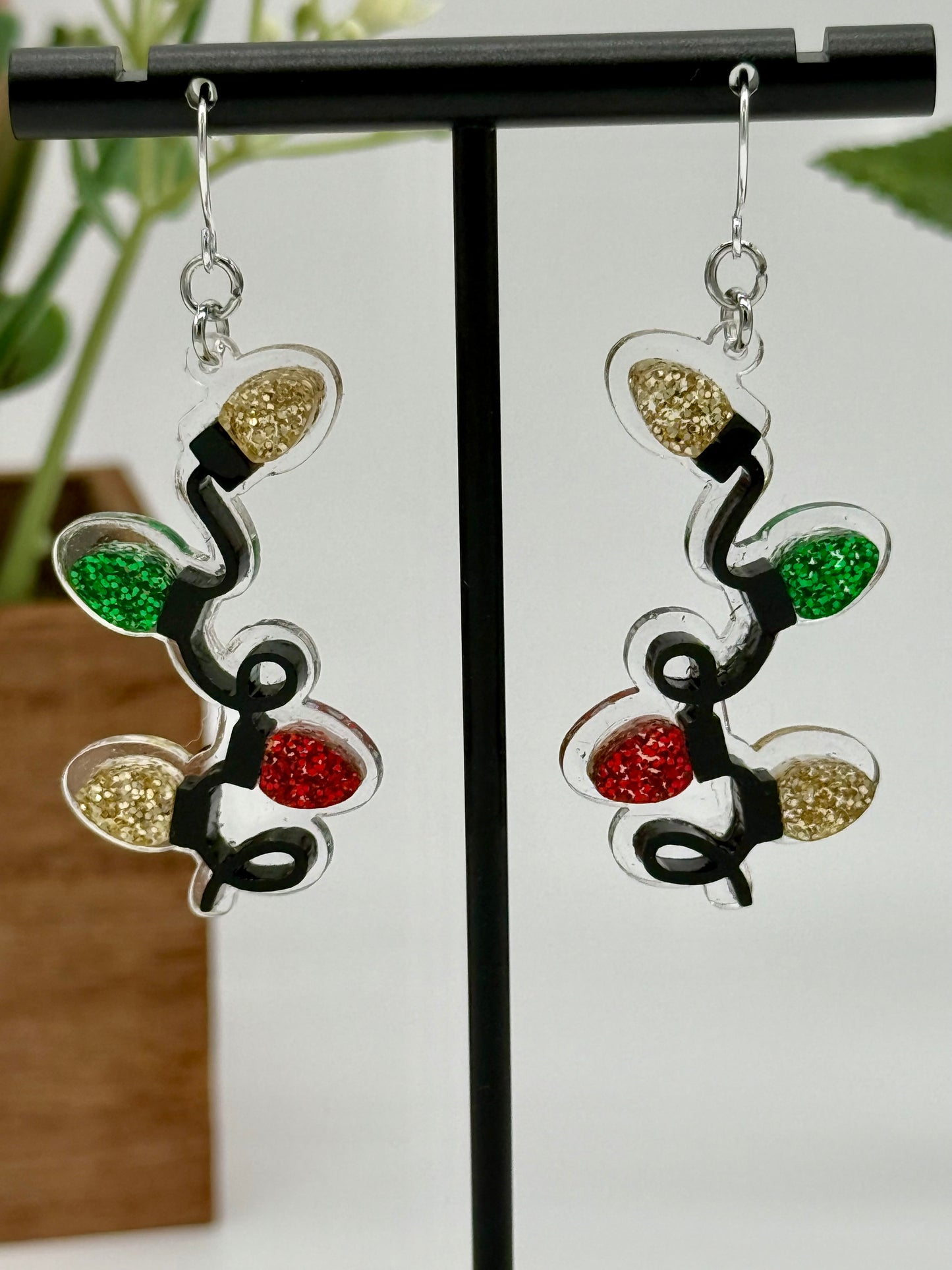 String of Christmas Lights Dangle Earrings