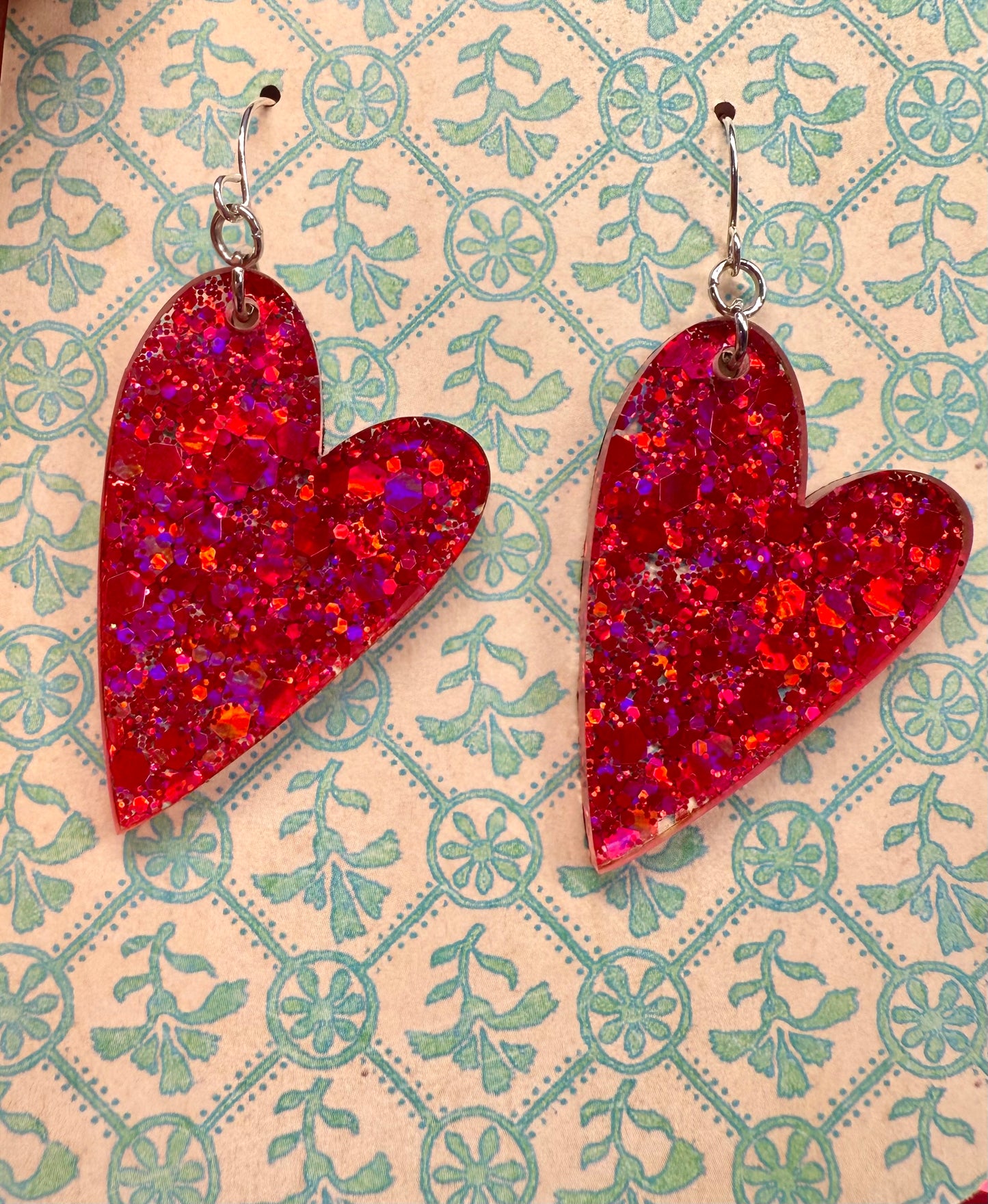 Hot Pink Razzle Dazzle Glitter Heart Earrings