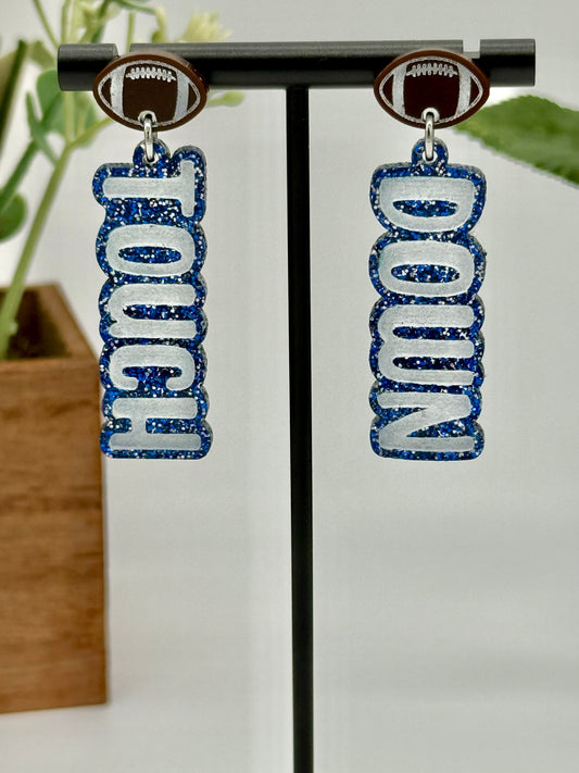 Touch Down Dangle Earrings with Football Stud