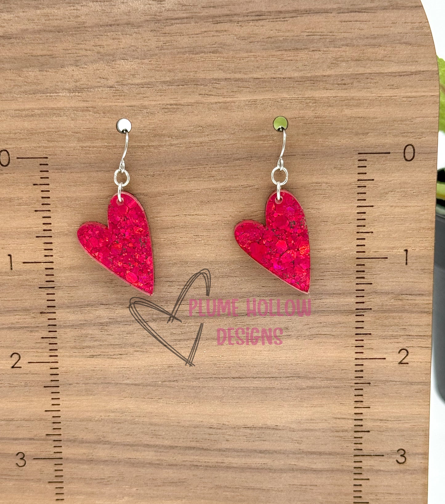 Hot Pink Razzle Dazzle Small Heart Earrings