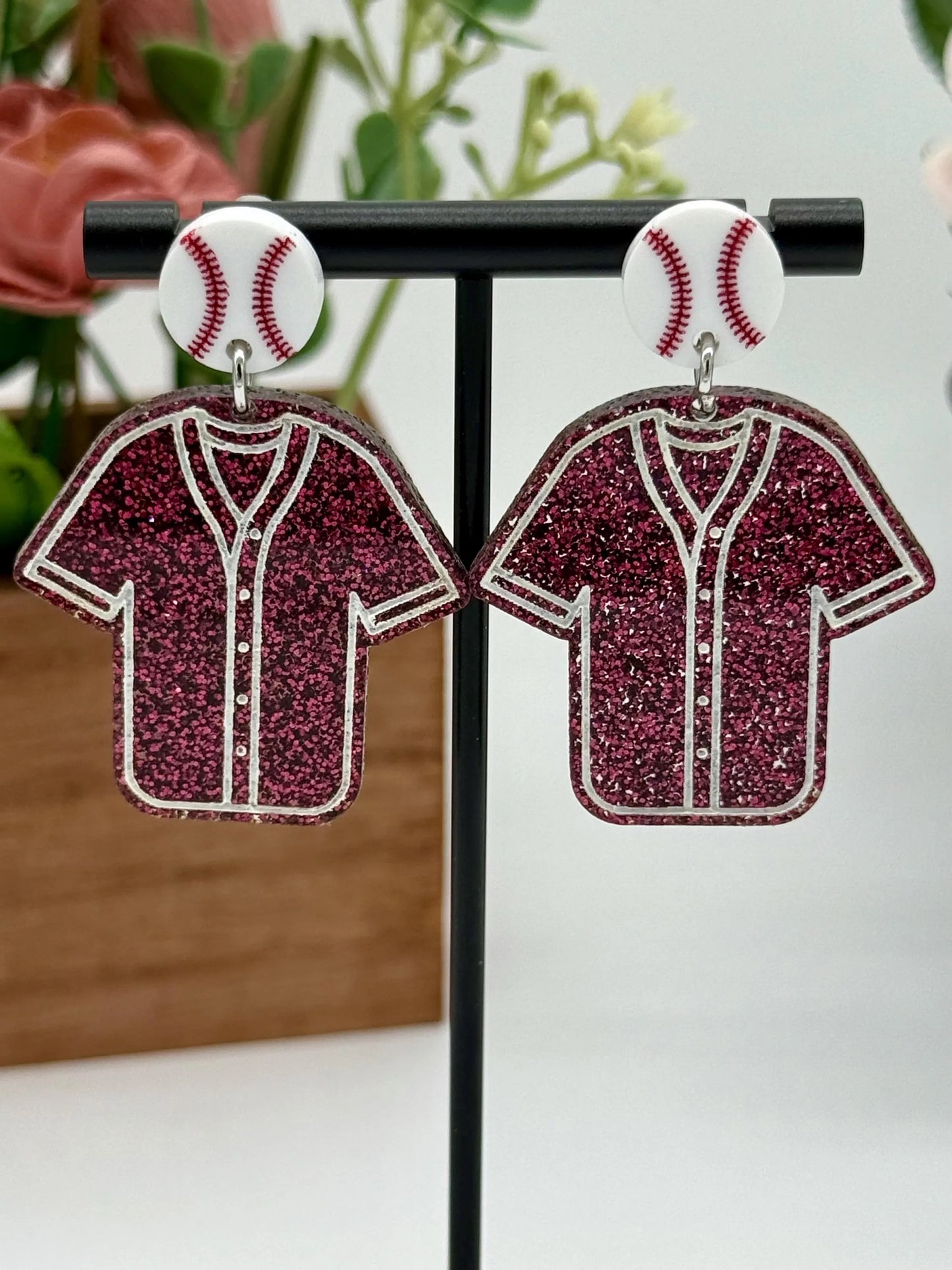 Custom Baseball Jersey Earrings