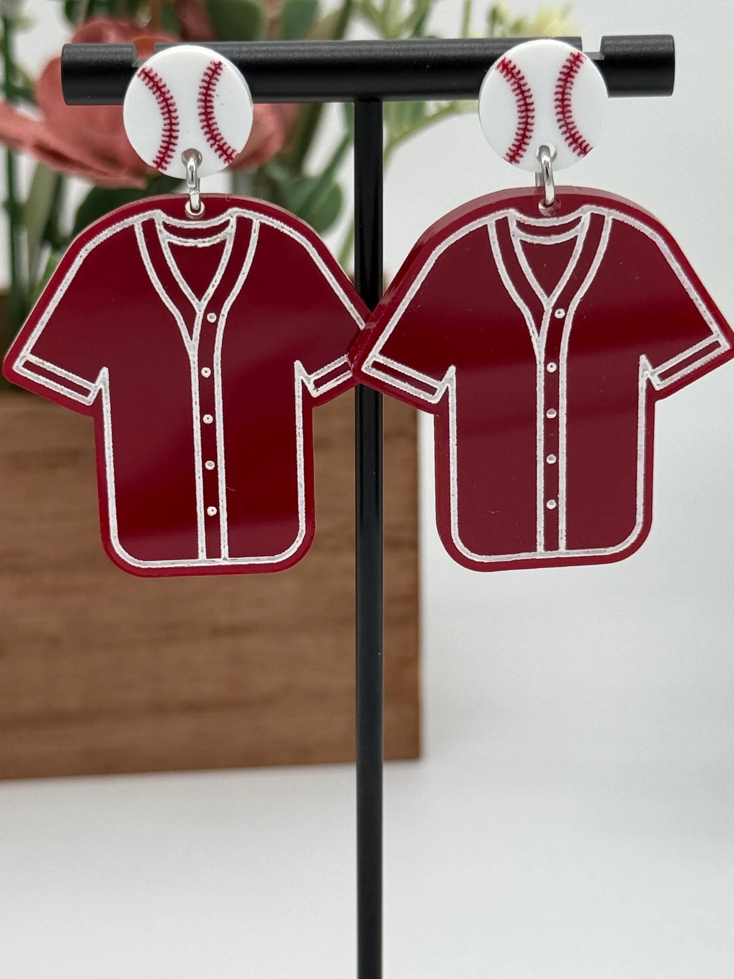 Custom Baseball Jersey Earrings